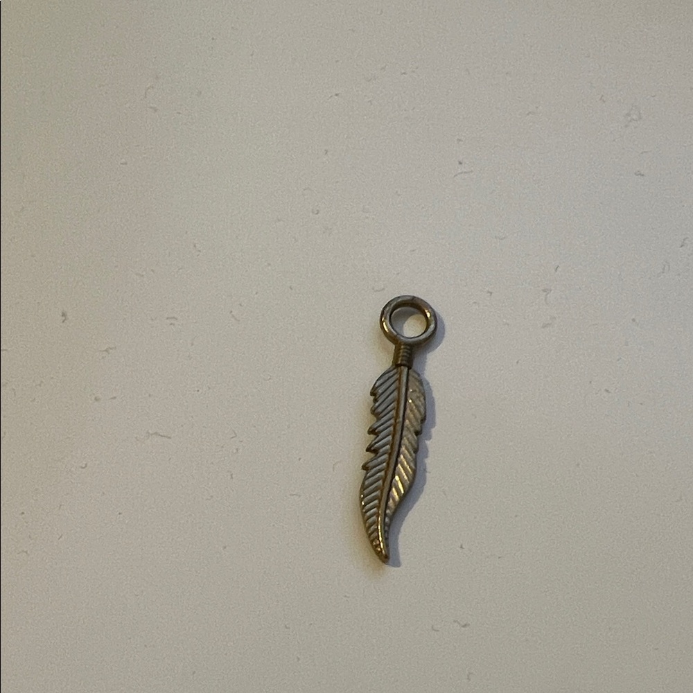 Feather Charm Pendant in Brass